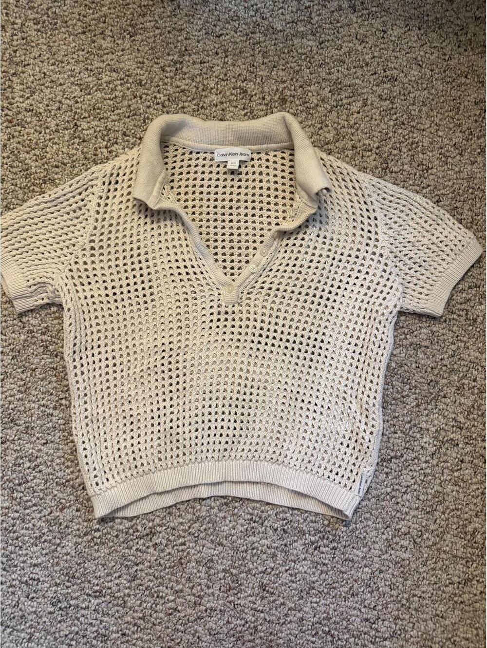 Calvin Klein Jeans hole knit polo shirt